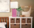 Modern Leather Table Lamp with White Fabric Shade, Hot Pink