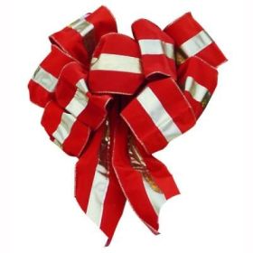 16" Nine-Loop Velvet Bow w/ Gold Trim Red/Gold