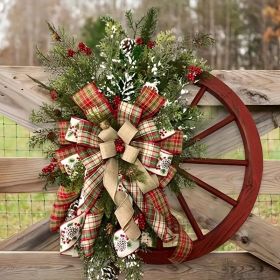 1 Piece Red Wagon Wheel Wreath Indoor, Outdoor Reusable Vintage