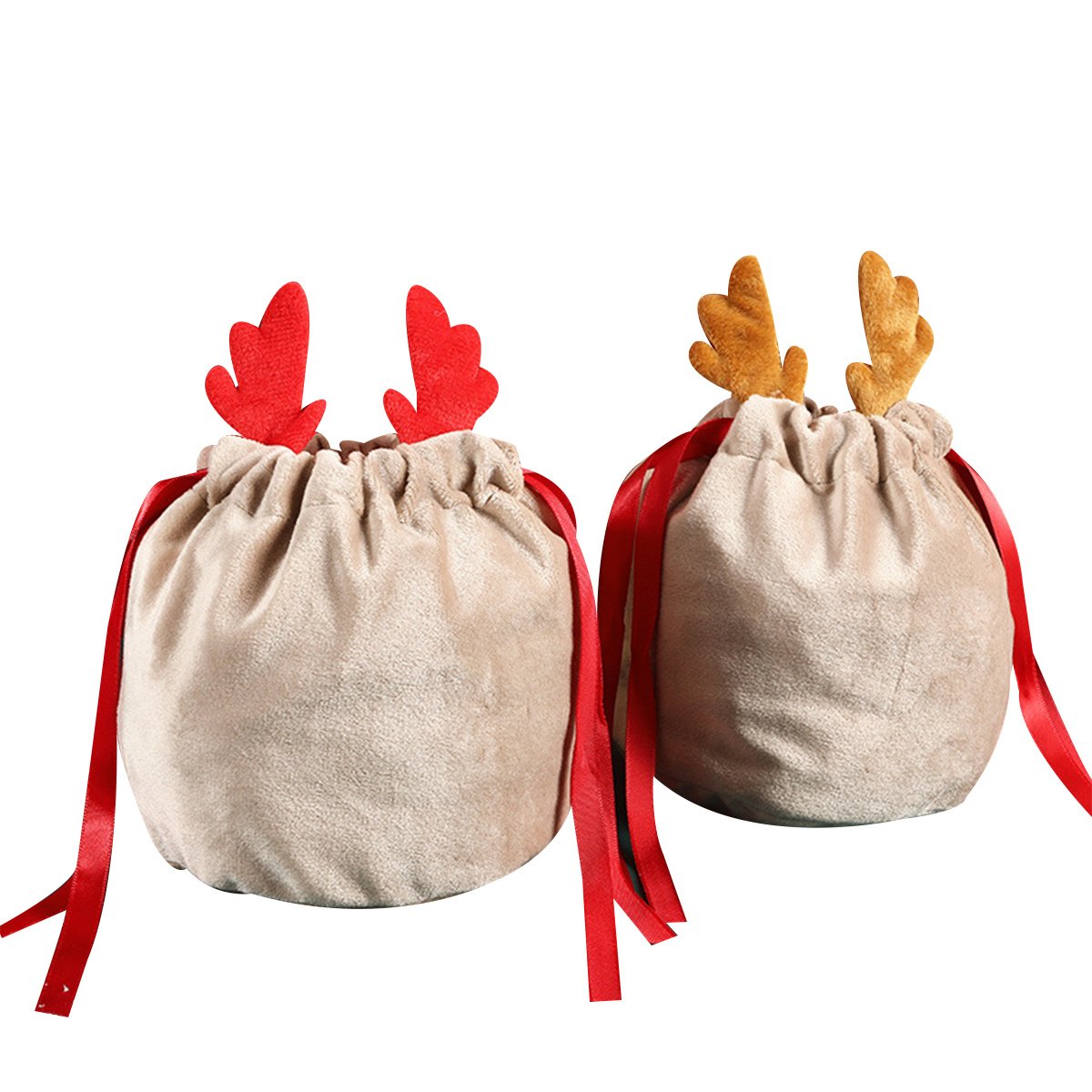 2Pcs Christmas Antler Bag Christmas Halloween Candy Bag, Velvet Drawstring Candy Bag 5x6 Inch 2Pcs Christmas Antler Bag Christmas Halloween Candy Bag, Velvet Drawstring Candy Bag 5x6 Inch