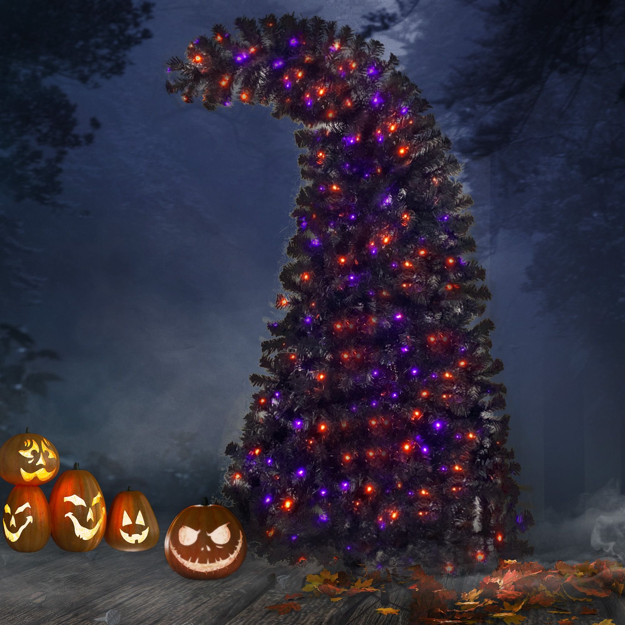 6FT Artificial Fir Bent Top Halloween Christmas Tree, Xmas Tree Bendable Grinch Style Christmas Tree Holiday Decoration w/1,080 Lush Branch Tips 6FT Artificial Fir Bent Top Halloween Christmas Tree, Xmas Tree Bendable Grinch Style Christmas Tree Holiday Decoration w/1,080 Lush Branch Tips
