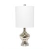 Paseo Table Lamp with White Fabric Shade, Mercury