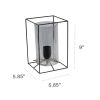 Black Framed Table Lamp with Smoked Cylinder Glass Shade, Small