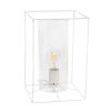 White Framed Table Lamp with Clear Cylinder Glass Shade, Large