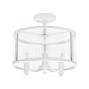 3-Light 13" Industrial Farmhouse Glass and Metallic Accented Semi-flushmount, Matte White