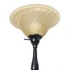 Torchiere Floor Lamp with Reading Light and Marble Glass Shades, Restoration Bronze and Amber