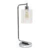 Modern Iron Desk Lamp with Glass Shade, Chrome