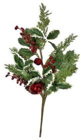 32 inch Holly Bell Greens Pick pkg of 2