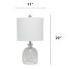 Smokey Gray Hammered Glass Jar Table Lamp with Gray Linen Shade