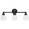 Essentix Traditional Three Light Metal and Translucent Glass Shade Vanity Uplight Downlight Wall Mounted Fixture for Bathroom, Entryway, Hallway, Oil