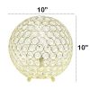 Elipse Medium 10" Contemporary Metal Crystal Round Sphere Glamourous Orb Table Lamp for Living Room, Bedroom, Entryway, Office, Foyer, Home Décor, Gol