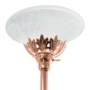 Torchiere Floor Lamp with 2 Reading Lights and Scalloped Glass Shades, Rose Gold