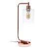 Modern Iron Desk Lamp with USB Port and Glass Shade, Rose Gold