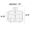 3-Light 13" Industrial Farmhouse Glass and Metallic Accented Semi-flushmount, Matte White