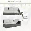 Outdoor 6-Piece Patio Wicker Sectional and Glass Top Table Furniture Set - Gray
