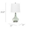 23.25" Contemporary Rippled Colored Glass Bedside Desk Table Lamp with White Fabric Shade, Green/Gray Sage