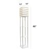1 Light Metal Etagere Floor Lamp with Storage Shelves and Linen Shade, Light Wood