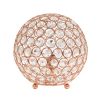 Elipse Medium 8" Contemporary Metal Crystal Round Sphere Glamourous Orb Table Lamp for Living Room, Bedroom, Entryway, Office, Foyer, Home Décor, Rose