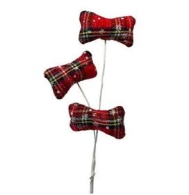 17 inch Plaid Dog Bone Pick pkg of 6