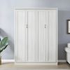 Queen Murphy Bed Cabinet Self-Close and Open Rustic White