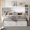 Queen Size Murphy Bed Chest with Drawer and Storage Cabinets, White