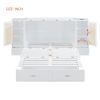 Queen Size Murphy Bed Chest with Drawer and Storage Cabinets, White