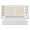 Queen Size Murphy Bed Chest with Drawer and Storage Cabinets, White