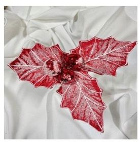13 inch Red Frost Holly Berry Picks pkg of 6