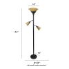 Torchiere Floor Lamp with 2 Reading Lights and Scalloped Glass Shades, Restoration Bronze