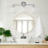 Essentix Traditional Three Light Metal and Translucent Glass Shade Vanity Uplight Downlight Wall Mounted Fixture for Bathroom, Entryway, Hallway, Chr