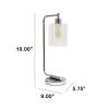 Modern Iron Desk Lamp with Glass Shade, Chrome