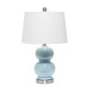 Dual Orb Table Lamp with Fabric Shade, Light Blue
