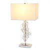 Lumiluxxe 26.25" Tall Contemporary Crystal Glitz and Chrome Glam Table Lamp with White Fabric Rectangular Shade for Living Room, Bedroom, Entryway, Fo