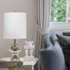 Paseo Table Lamp with White Fabric Shade, Mercury
