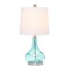 23.25" Contemporary Rippled Colored Glass Bedside Desk Table Lamp with White Fabric Shade, Clear Blue