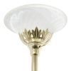 Torchiere Floor Lamp with 2 Reading Lights and Scalloped Glass Shades, Gold