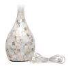 Malibu Curved Mosaic Seashell Table Lamp with Chrome Accents
