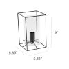Black Framed Table Lamp with Clear Cylinder Glass Shade, Small