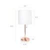 Rose Gold Stick Lamp with USB charging port and Fabric Shade 2 Pack Set, White