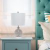 Smokey Gray Hammered Glass Jar Table Lamp with Gray Linen Shade