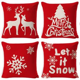 4 Piece Christmas Pillow Covers Winter Holiday,18x18 (Color: color1)