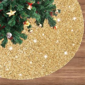 Glitter Tree Skirt Sequin Embroidery Velvet Christmas Tree Skirt (Color: Gold, size: 122cm)